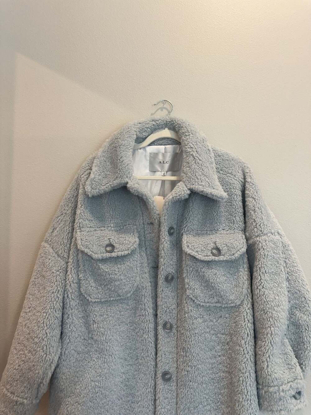 A.L.C. Cambrie Sherpa Teddy Jacket Light Blue